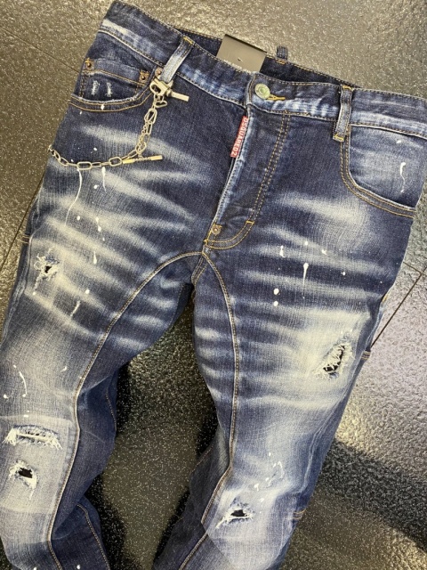 Spodnie męskie Dsquared slim fit ciemno niebieskie