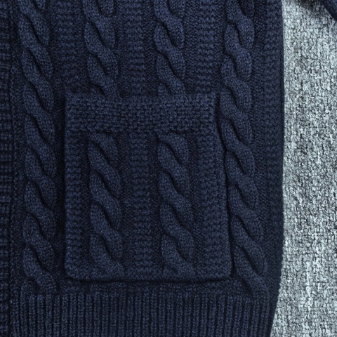 Sweter kardigan Ralph Lauren Deep Navy 100% wełna