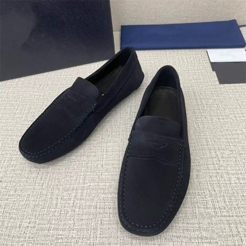 Buty granatowe mokasyny Loafersy Prada