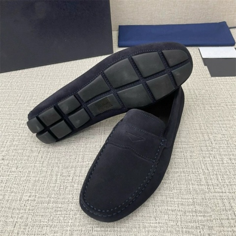 Buty granatowe mokasyny Loafersy Prada